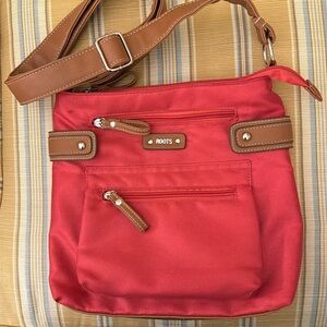 Fun Roots nylon shoulder crossbody bag with generous pockets.